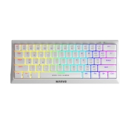 Механична геймърска клавиатура Marvo 61 keys TKL, White - KG962WH - BLUE switches