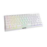 Механична геймърска клавиатура Marvo 61 keys TKL, White - KG962WH - BLUE switches
