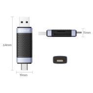 Четец за карти Orico CD2D-AC2-BK USB Type C/A Black - CD2D-AC2-BK-EP