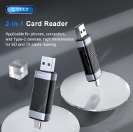 Четец за карти Orico CD2D-AC2-BK USB Type C/A Black - CD2D-AC2-BK-EP