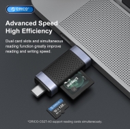 Четец за карти Orico CD2D-AC2-BK USB Type C/A Black - CD2D-AC2-BK-EP