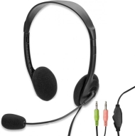 Слушалки Ewent EW3563, Микрофон, 2x 3.5mm жак, 2.1м кабел, черен - EW3563