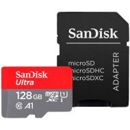 SD карта SanDisk 128GB + SD Adapter Ultra microSDXC 140MB/s  A1 Class 10 UHS-I - SDSQUAB-128G-GN6MA