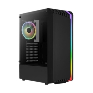 Кутия за компютър AeroCool Bionic с прозрачен панел и RGB лента - BIONIC-G-BK-V2
