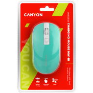 Безжична презареждаща се мишка Canyon MW-18, 2.4GHz, Pixart sensor, 4keys, Silent switch, Aquamarine - CNS-CMSW18A_EU