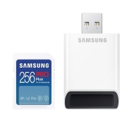 SD карта Samsung 256GB SD PRO Plus + USB Reader, Class10, Read 180MB/s - Write 130MB/s - MB-SD256SB/WW