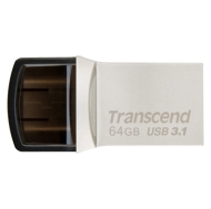 Флаш памет 64GB Transcend JETFLASH 890S, USB 3.1 Type C, Silver Plating