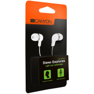 Stereo earphones with microphone, White