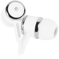Stereo earphones with microphone, White