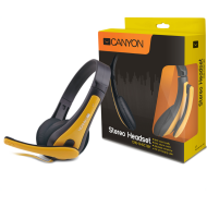 Canyon entry price PC headset, combined 3,5 plug, leather pads, Black-yellow