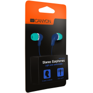 Stereo Earphones with inline microphone, Green+Blue