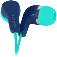 Stereo Earphones with inline microphone, Green+Blue