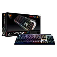 Cougar ATTACK X3 RGB US layout, Blue, Cherry MX RGB Mechanical Gaming Keyboard,N-key rollover (USB mode support),Full key backlight (16.8 million colors),Game type-FPS/MMORPG/MOBA/RTS,On-board memory,Aluminum/Plastic,Software Cougar UIX System