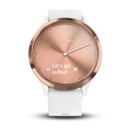 Смарт часовник Garmin vívomove™ HR Sport S/M, Rose Gold с бяла каишка