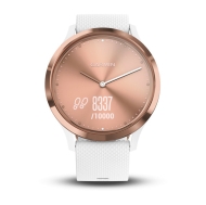 Смарт часовник Garmin vívomove™ HR Sport S/M, Rose Gold с бяла каишка