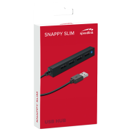Speedlink SNAPPY SLIM USB Hub, 4-Port, USB 2.0, Passive, Lightning-fast data transfer speeds of up to 480Mbit/s, Integrated USB connector, Black